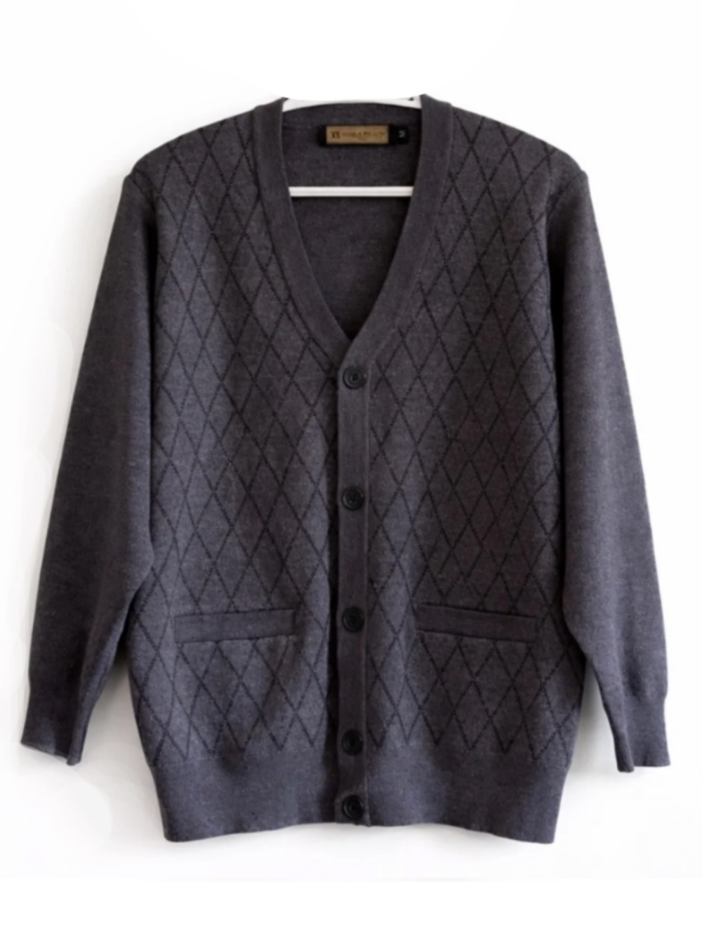 Vintage Scala Milano Italy Gray Argyle Cardigan – Size Medium EUC
